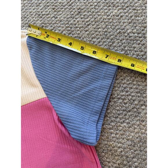 Wimoll Ribbed Colorblock Short Sleeve Top Women’s L Beige Pink Blue Stretch Knit - Picture 8 of 8